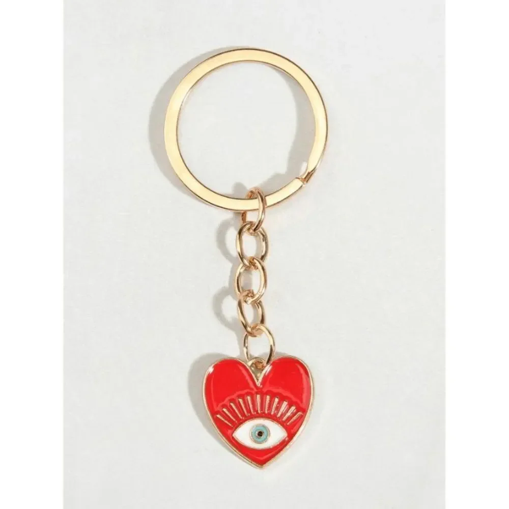 Red Evil Eye Heart Keychain